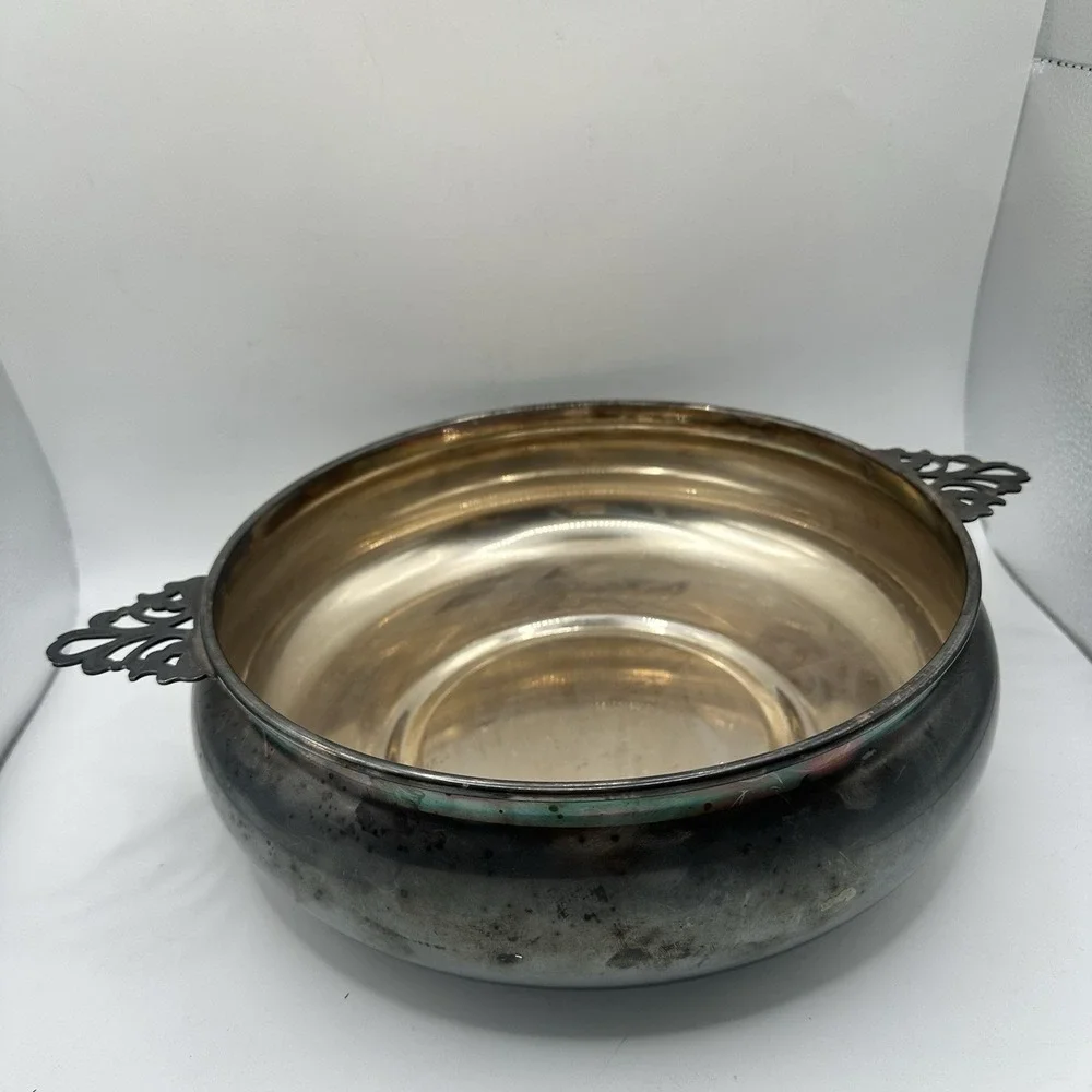 Vintage Reed & Barton Silver Plate Serving Bowl Round Gothic Moody Whimsygoth